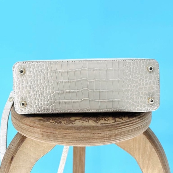 Authentic Strathberry Dome Mini Crocodile Embossed Handbag in Vanilla - Picture 12 of 14